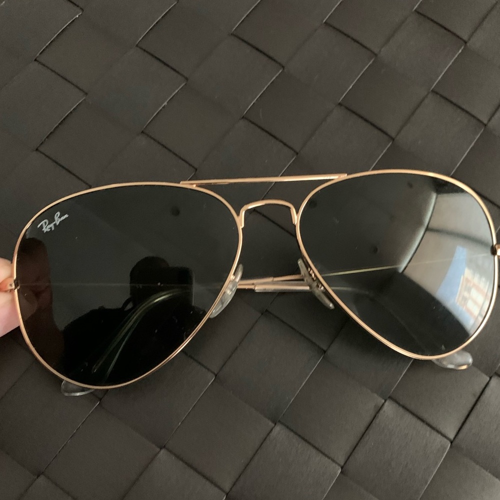 Used-Ray Ban Polished Gold Aviator Sunglasses